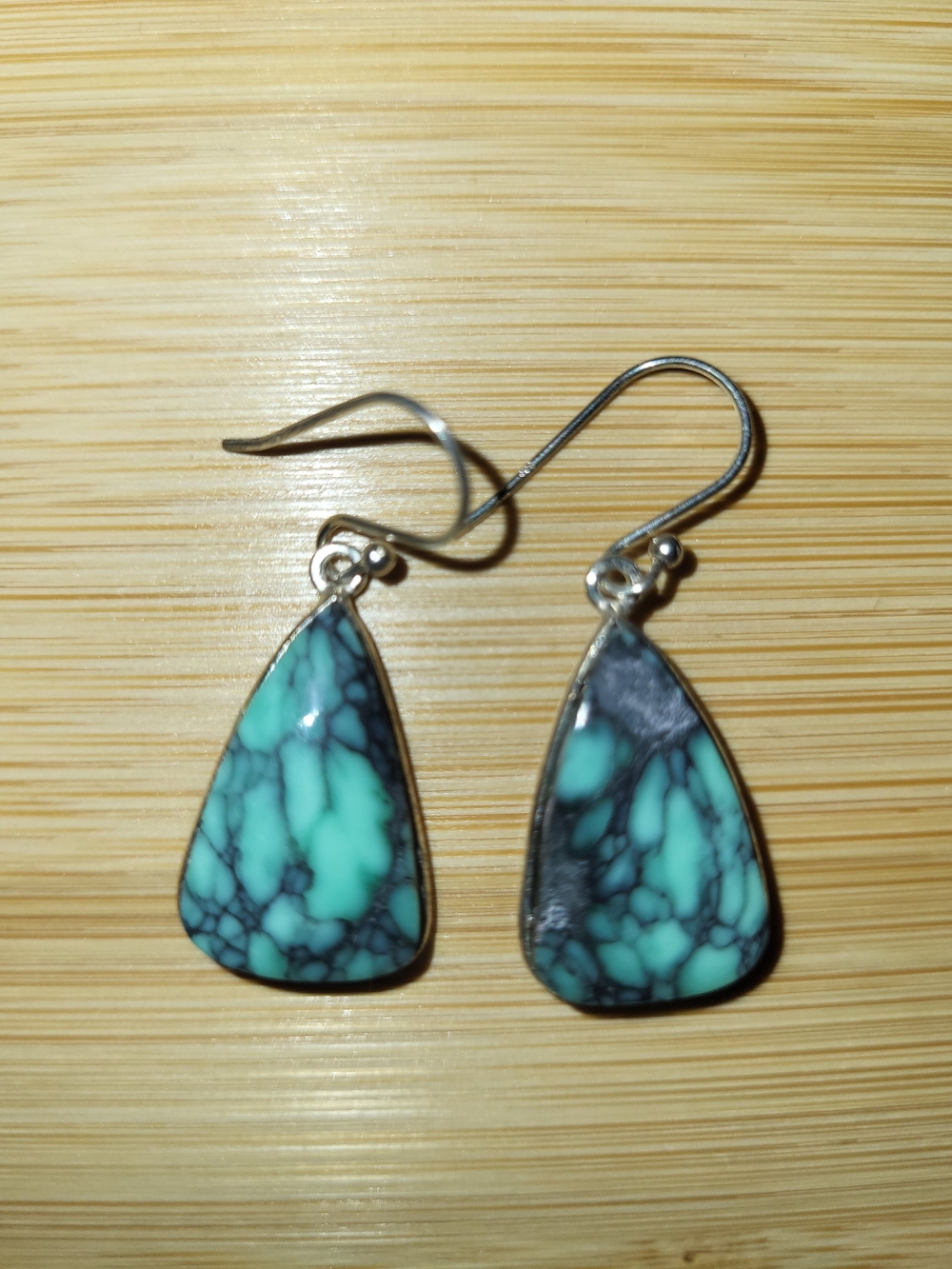 Artisan Made Rare Emerald Rose Variscite Drop Earrings